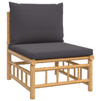 vidaXL Patio Lounge Set – 3 Piece Bamboo Outdoor Furniture Set with Dark Gray Cushions, Flexible Design for Custom Layouts, Durable and Natural Material