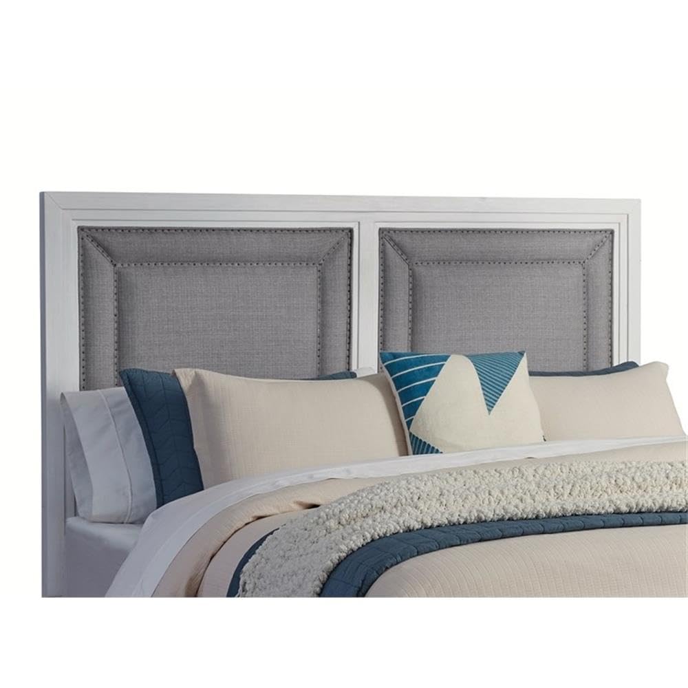 American Woodcrafters Dunescape 79&Quot; W Wood King Upholstered Headboard In White