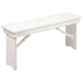 Flash Furniture HERCULES Series 40 x 12 Antique Rustic White Solid Pine Folding Farm Bench