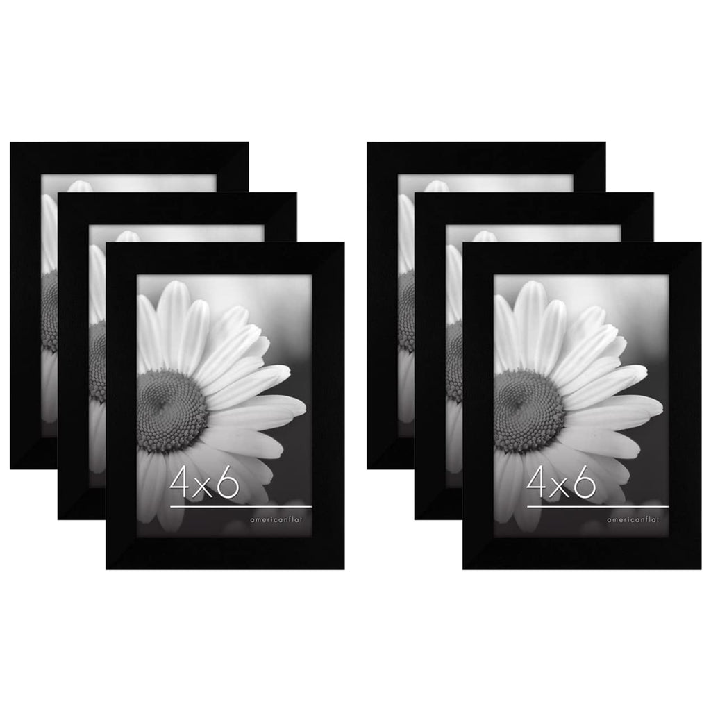 Americanflat Picture Frame, 4x6, Black, 6 Count
