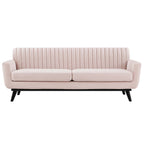Modway Engage Channel Tufted Performance Velvet Sofa in Pink