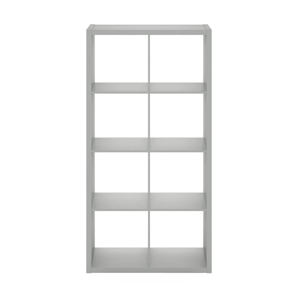 Furinno Cubicle Open Back Decorative Cube Storage Organizer, 8-Cube, Light Grey