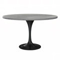 Verve 48 Round Dining Table, Black Base with Laminated White Marbleized Top