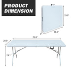 Icoud 6Ft Plastic Folding Table Portable Heavy Duty White Dining Table Fold-In-Half For Camp Party Kitchen Indoor Outdoor