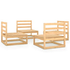 vidaXL Solid Pinewood Patio Lounge Set 4 Piece Garden Outdoor Lawn Yard Terrace Balcony Wooden Seat Seating Sitting Chair Furniture