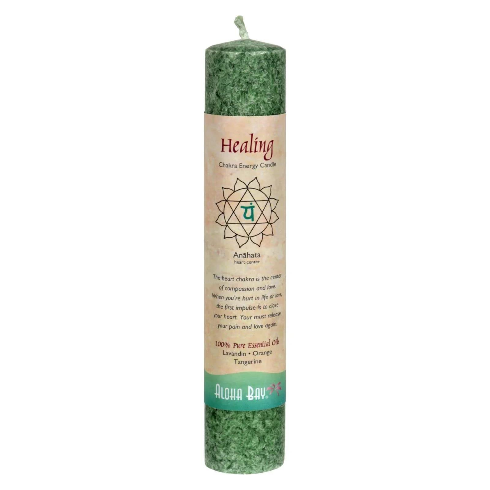Aloha Bay Chakra Pillar Candle, 8-Inch, Green