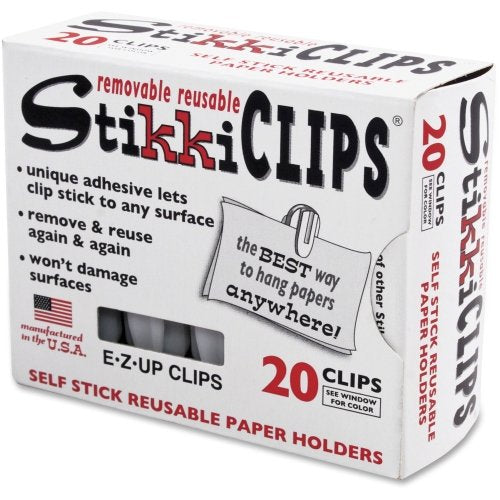 Stikkiclips, Plastic, White, 20/Pack By Advantus