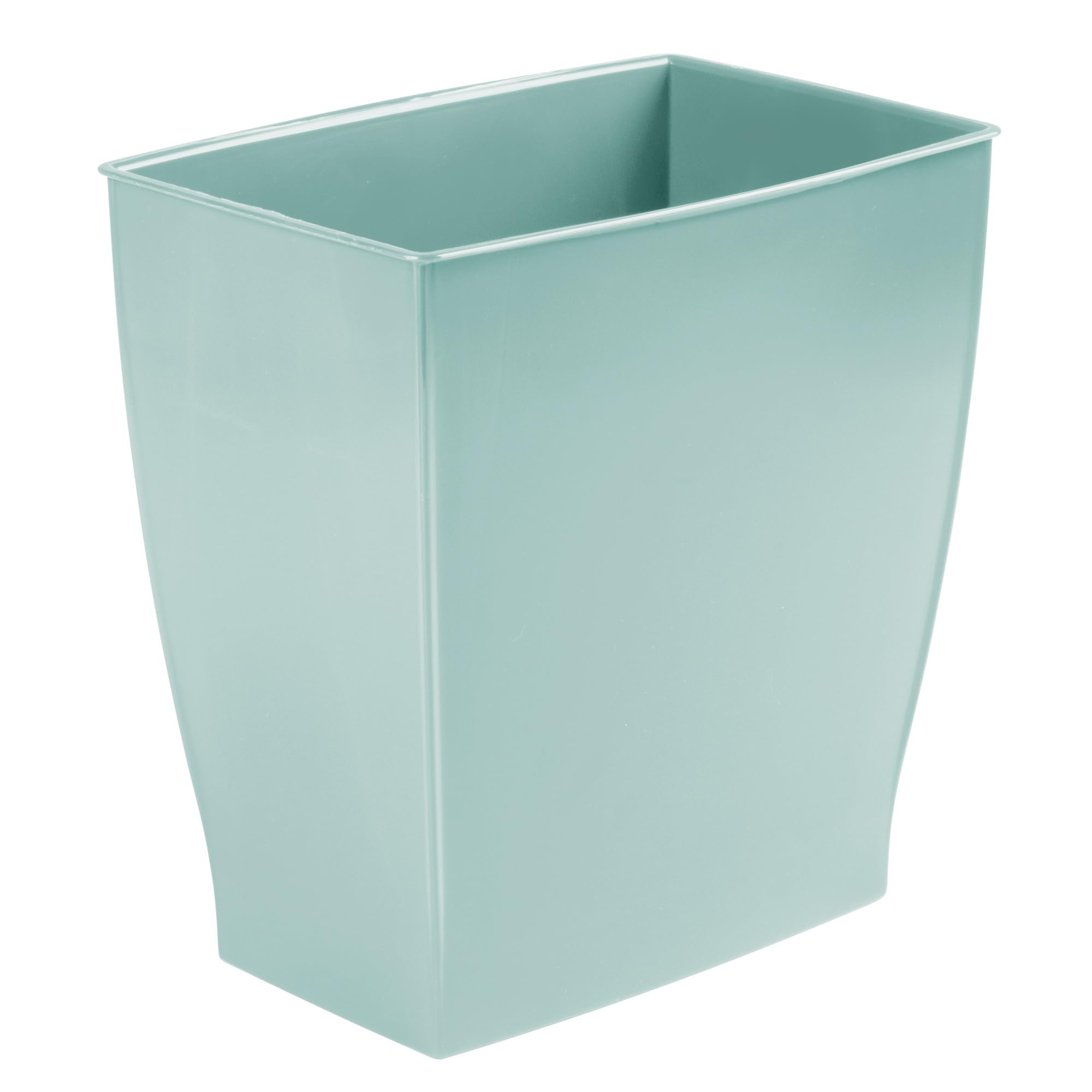 iDesign Small Plastic Bathroom Trash Can, Slim Rectangle Garbage Bin for Bedroom, Office, Dorm, Soft Aqua Blue