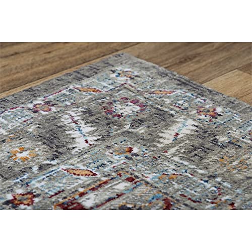 Sanction 9' X 12' Abstract Gray/Grey/Multi Color Power-Loomed Area Rug