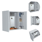 Medicine Single Door Cabinet with Two External Shelves and Three Interior Shelves, 18" H, White, Bathroom
