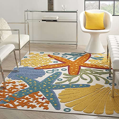 HomeRoots 100% Polypropylene 6’ x 9' Multicolor Indoor Outdoor Area Rug