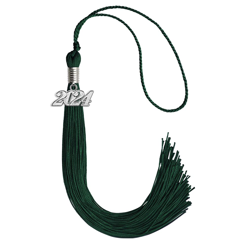 Endea Graduation Single Color Tassel with Silver Date Drop (Hunter Green, 2024)