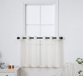 Pi Beige Sheer Tier Curtains 30 Inches Length With Grommet,Short Half Window Curtain Voile Textured For Kitchen/Bathroom/Farmhouse/Basement 2 Panels (W42Xl30,Beige)