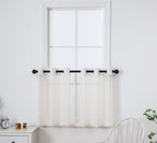 Pi Beige Sheer Tier Curtains 30 Inches Length With Grommet,Short Half Window Curtain Voile Textured For Kitchen/Bathroom/Farmhouse/Basement 2 Panels (W42Xl30,Beige)