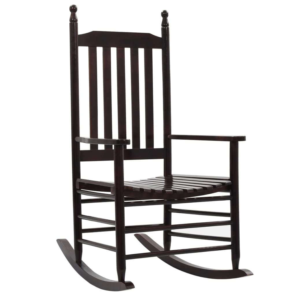 vidaXL Solid Hardwood Rocking Chair - Brown, Weather-Resistant, Comfort Design, Easy Assembly, Elegant Vintage Inspired Design for Indoor and Outdoor Use