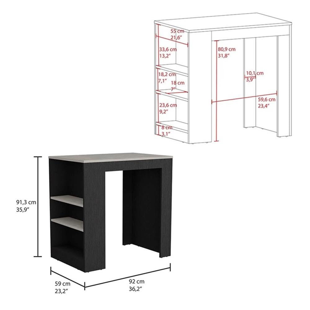 TUHOME Portree Kitchen Island Engineered Wood Kitchen Islands in Multi-Color