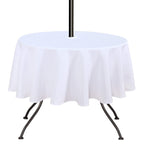 Saraflora Outdoor And Indoor Tablecloth -60 Inch Round, White Wrinkle Free Washable Waterproof Table Cloth With Umbrella Hole And Zipper Round Table Cover For Spring/Summer/Patio/Picnic/Bbqs/Party