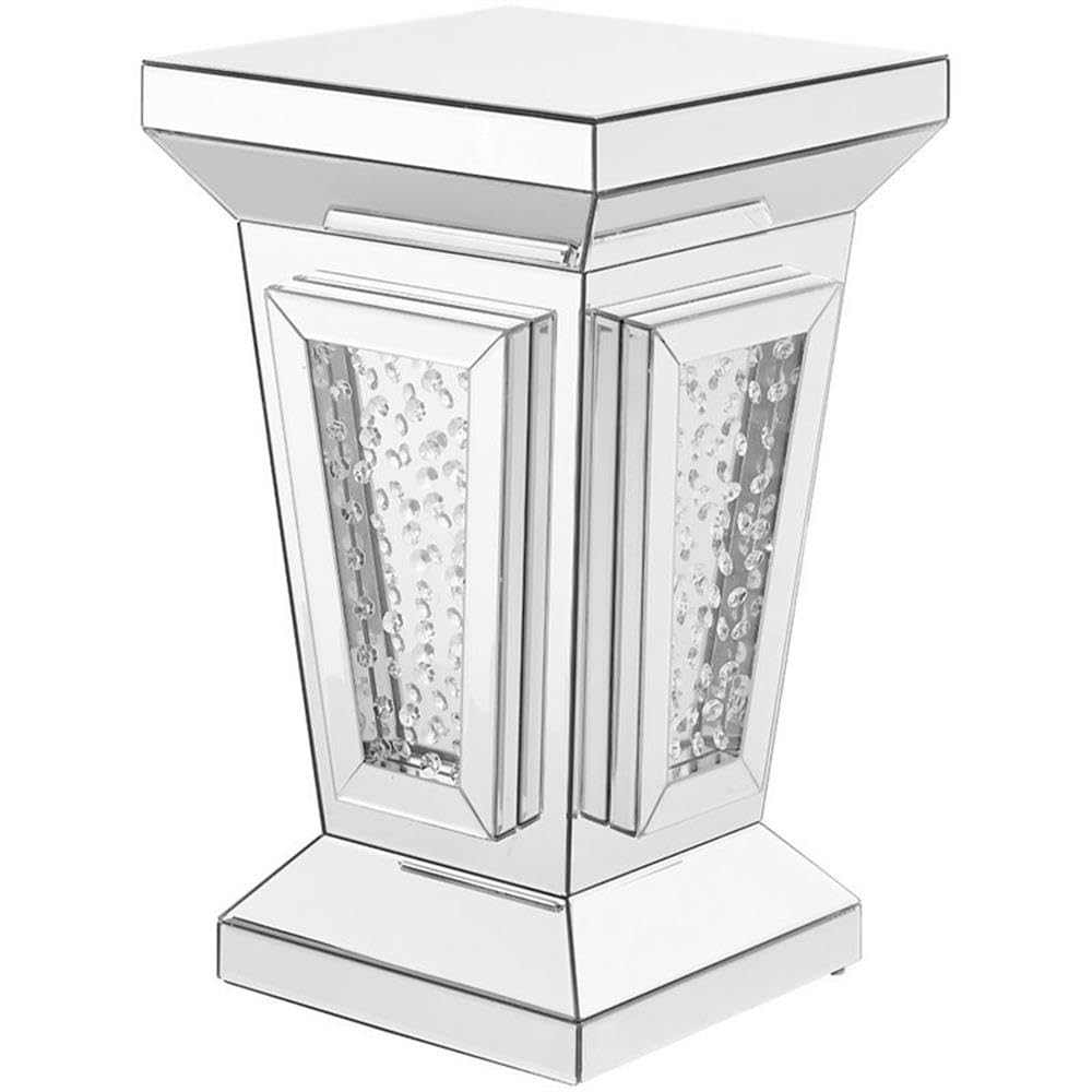 Elegant Decor Modern 24" Clear Crystal Mirrored Accent Pedestal End Table