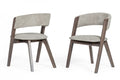 HomeRoots Grey Fabric, Solid Wood, Veneer Set of Two Gray Wenge Dining Chairs