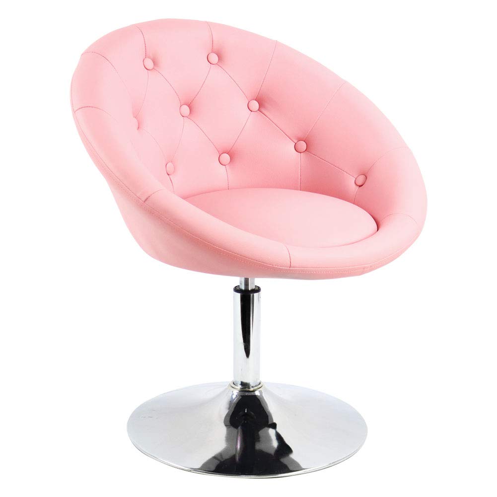 Furwoo Pu Leather Vanity Chair Stool For Makeup Room Round Back Cute Diamond Beauty Make Up Chiar Adjustable Swivel Salon Spa St