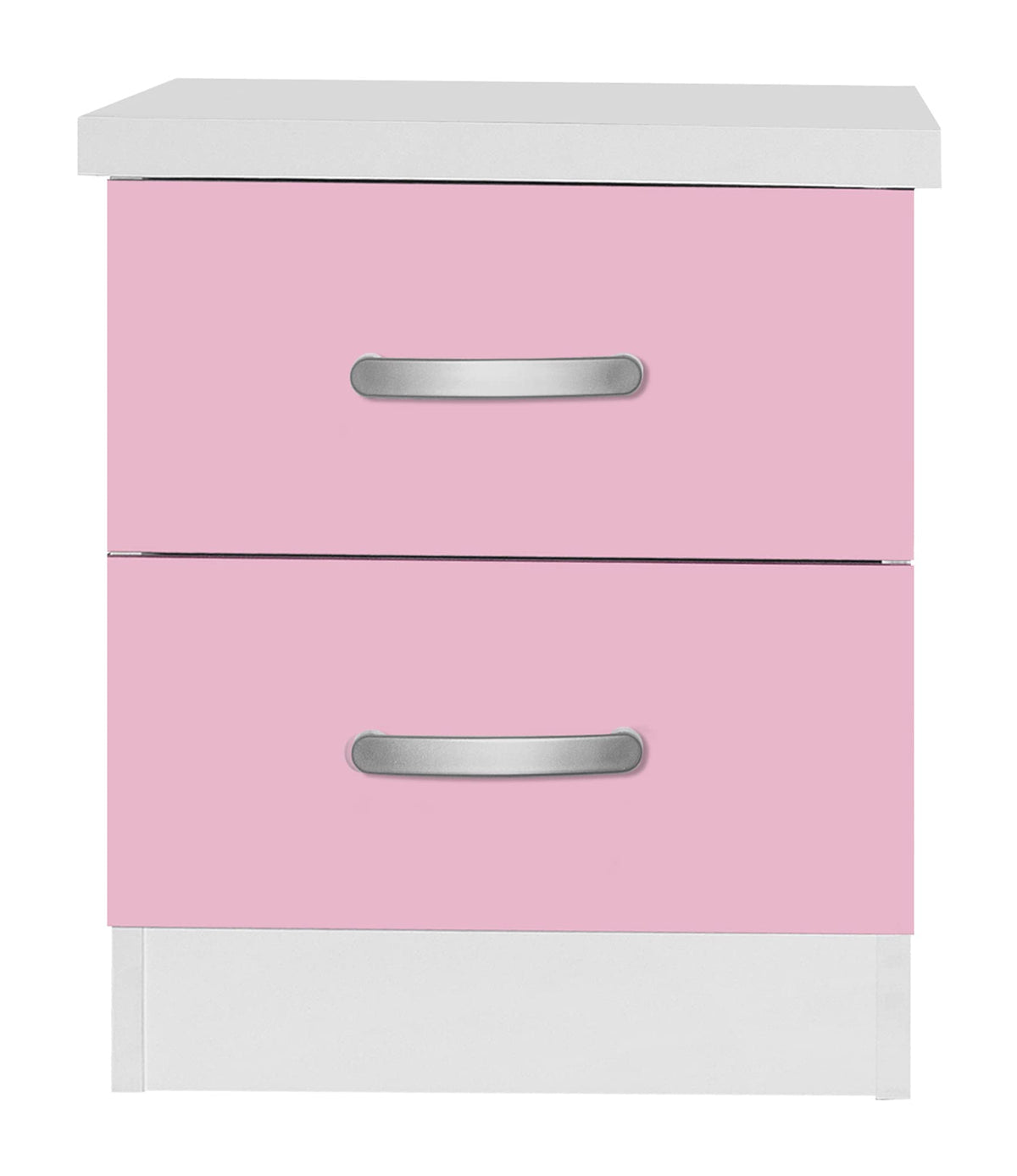 Better Home Products Cindy Faux Wood 2 Drawer Nightstand in Pink and White