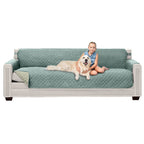 Sofa Shield Patented Couch Cover, Large Furniture Protector With Straps, Reversible Tear And Stain Resistant Slipcovers, Quilted Microfiber 88” Seat, Washable Covers For Dogs, Kids, Seafoam Cream
