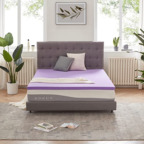 SINWEEK 2 Inch Gel Memory Foam Mattress Topper Ventilated Soft Mattress Pad, Bed Topper, CertiPUR-US Certified, Twin Size, Purpl