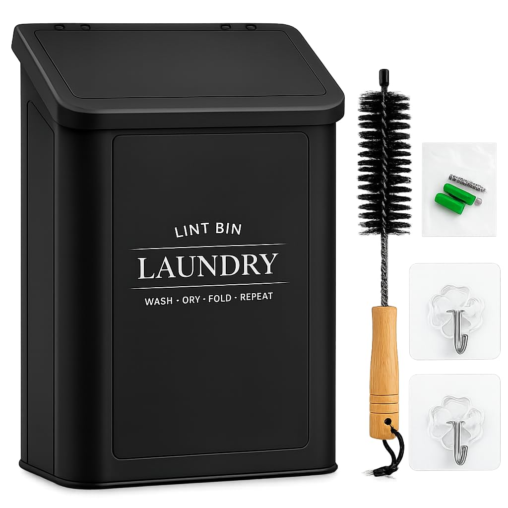 Chushe Lint Bin for Laundry Room, Black