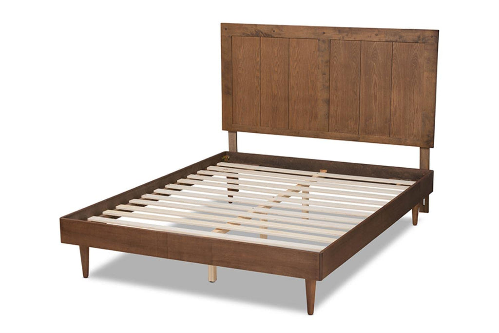 Baxton Studio Nicola Mid-Century Modern Transitional Ash Walnut Finished Wood King Size Platform Bed