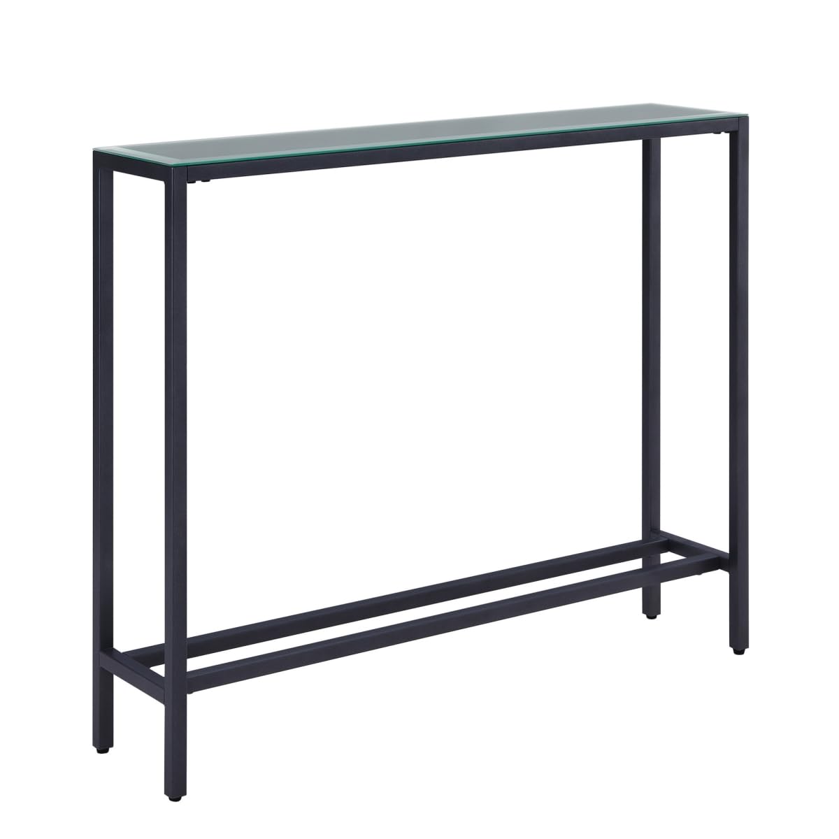 HomeRoots 402385 36 in. Black & Gunmetal Mirrored Glass Console Table