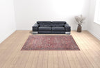 HomeRoots 522424 9 x 12 ft. Brick Red Floral Power Loom Distressed Rectangle Area Rug