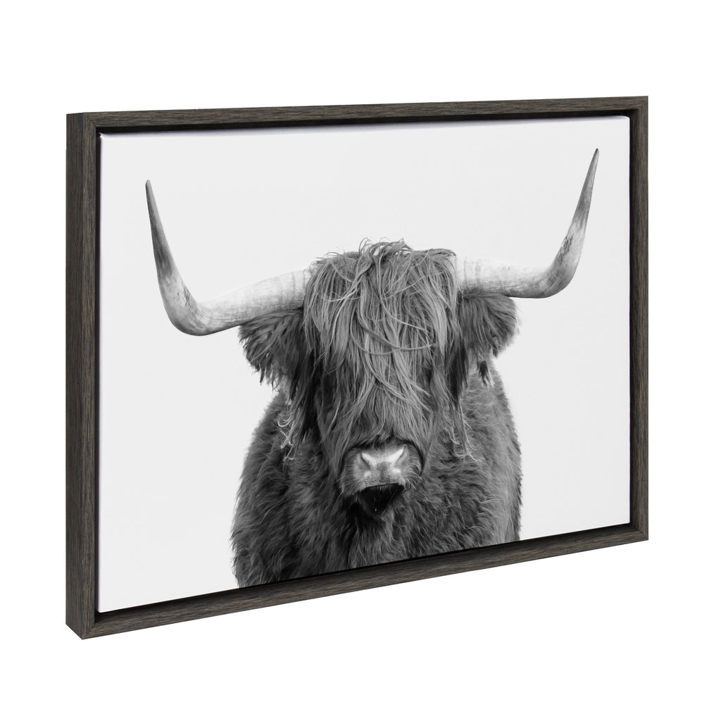 Sylvie Highland Cow Portrait Framed Canvas by Amy Peterson Art Studio