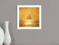 Solo Gold Sunset Sailboat White Framed Print Wall Art
