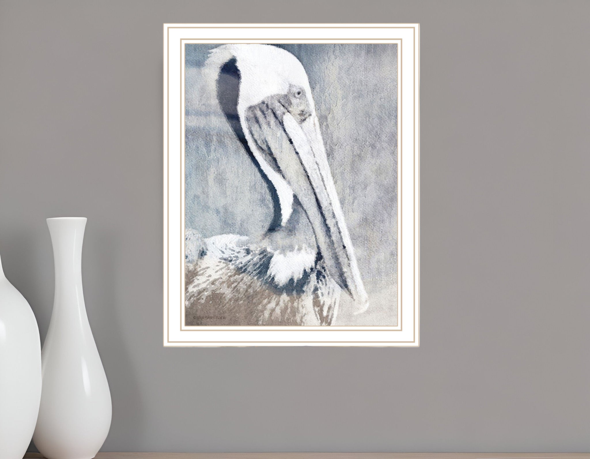 PELICAN White Framed Print Wall Art