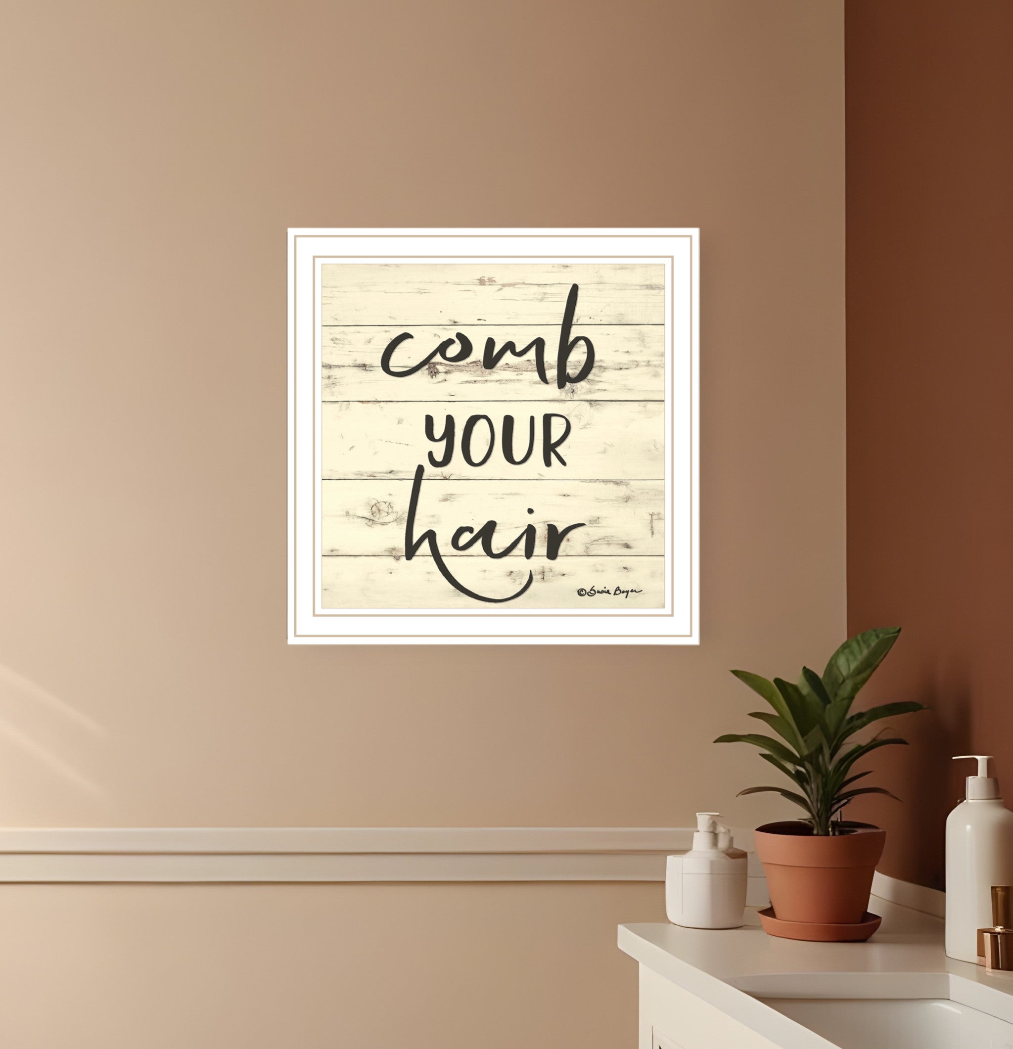 Comb Your Hair White Framed Print Bathroom Wall Art