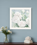 Peaceful Peonies In Full Bloom White Framed Print Wall Art