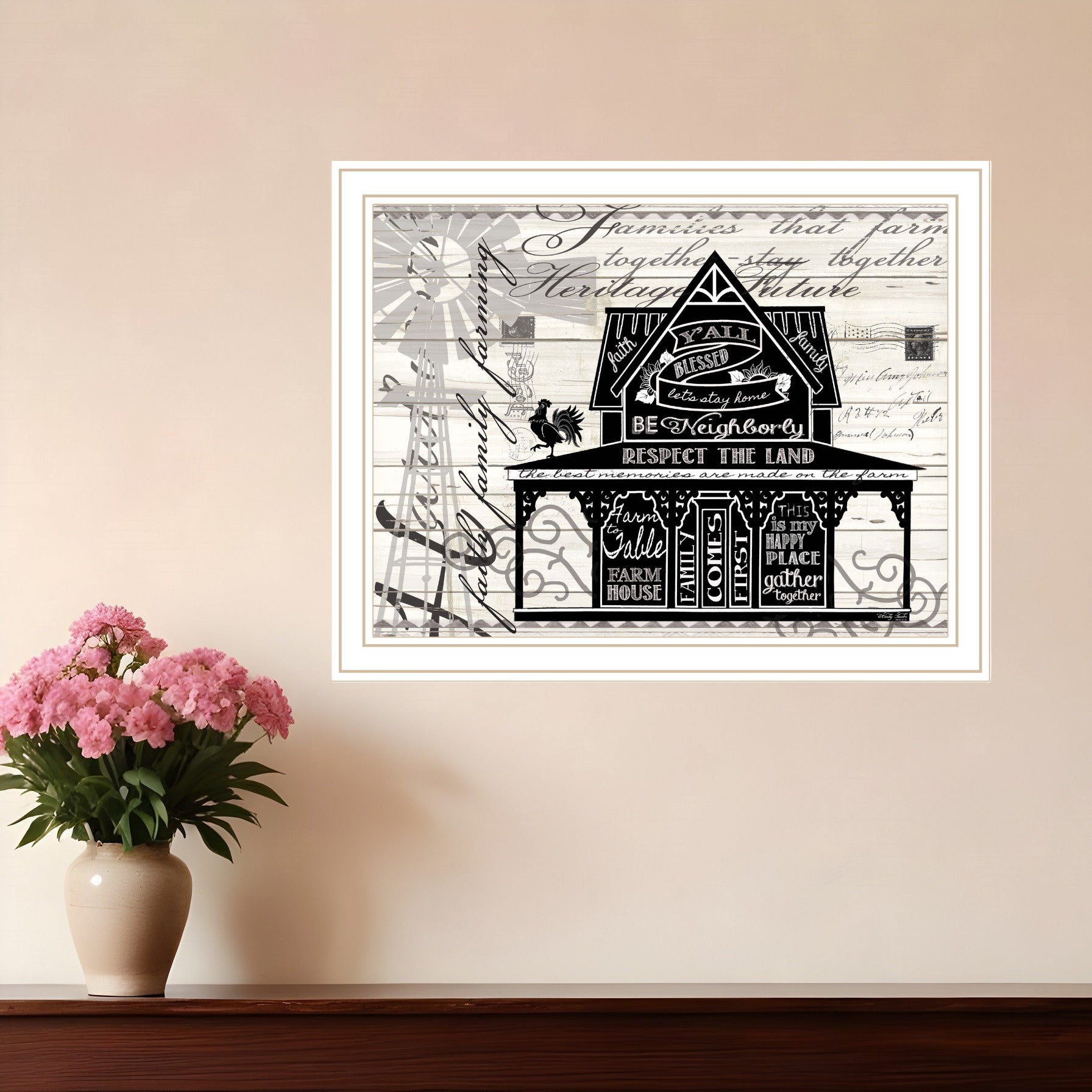 YALL BLESSED FARMHOUSE White Framed Print Wall Art