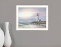 Lighthouse at Sunset White Framed Print Wall Art