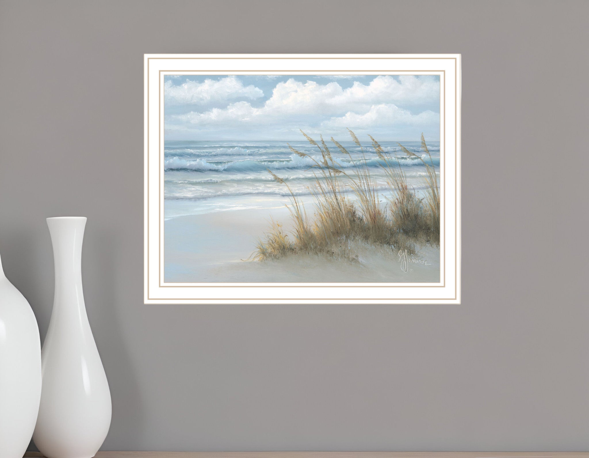 Sea Oats White Framed Print Wall Art