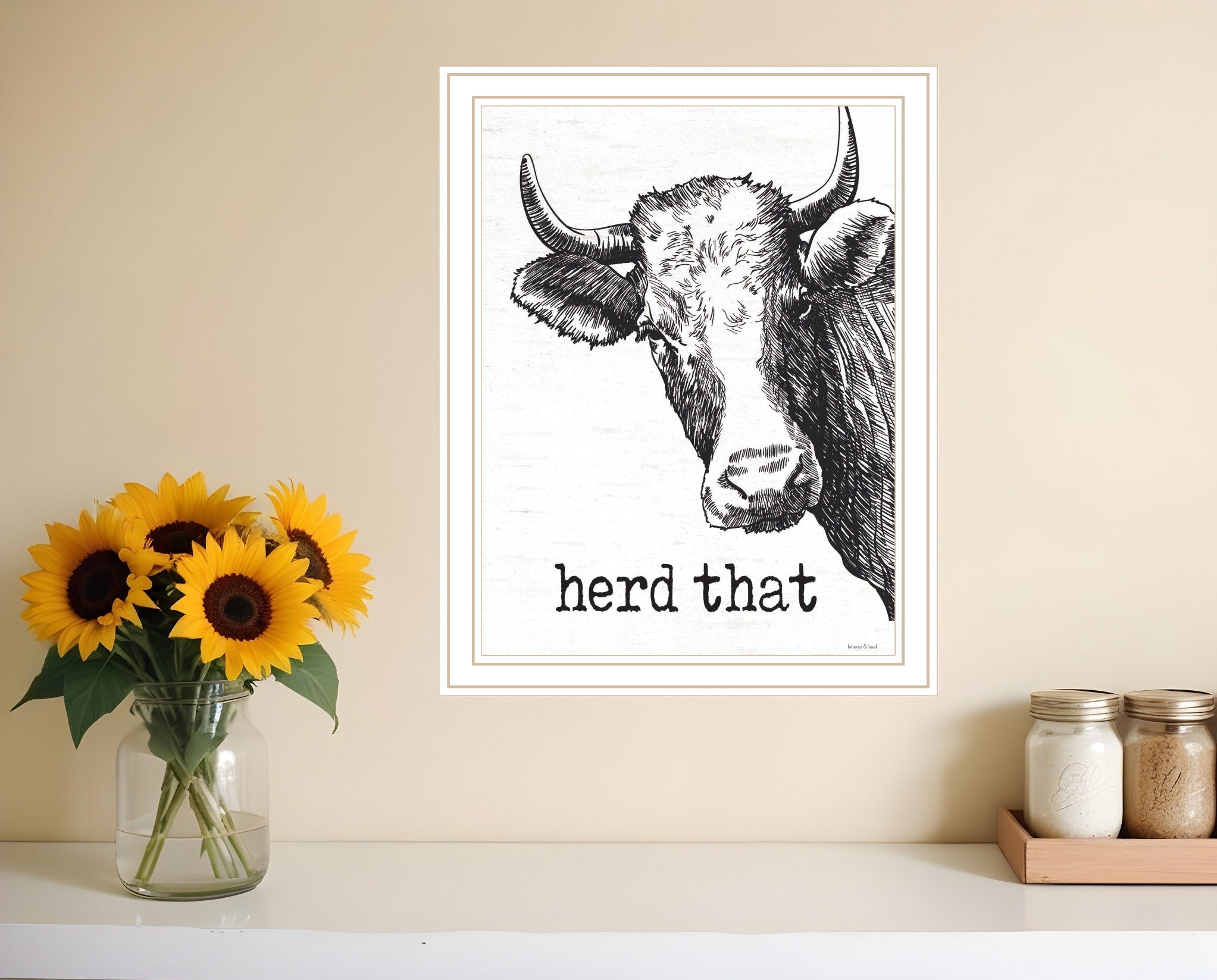 Herd That White Framed Print Bathroom Wall Art