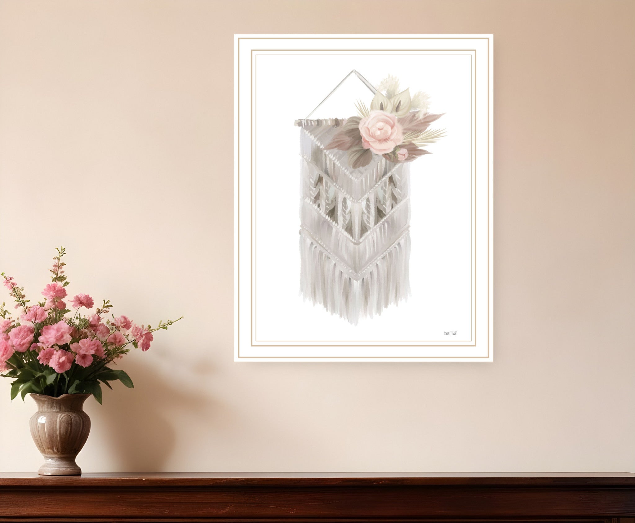 BOHEMIAN MACRAME White Framed Print Wall Art
