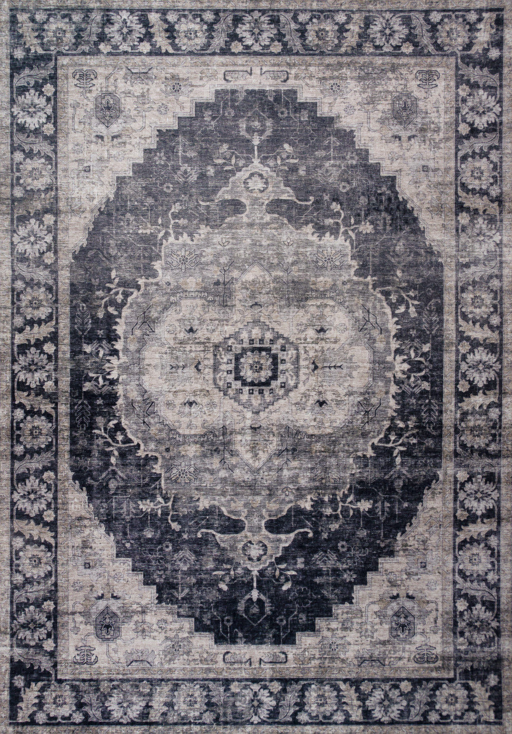 HomeRoots 530570 8 x 11 ft. Oriental Traditional Rectangle Area Rug Black & Gray