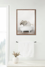 Blake Baby Elephant in the Tub Color Framed Printed Glass by Amy Peterson Art Studio