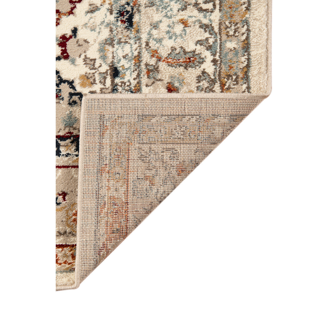 HomeRoots 531788 8 x 10 ft. Beige Floral Medallion Power Loom Rectangle Area Rug