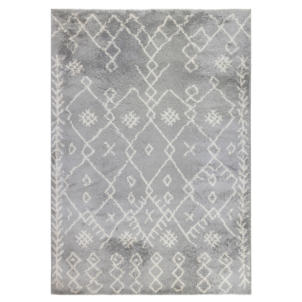 HomeRoots 531967 8 x 11 ft. Gray & Ivory Geometric Shag Rectangle Area Rug
