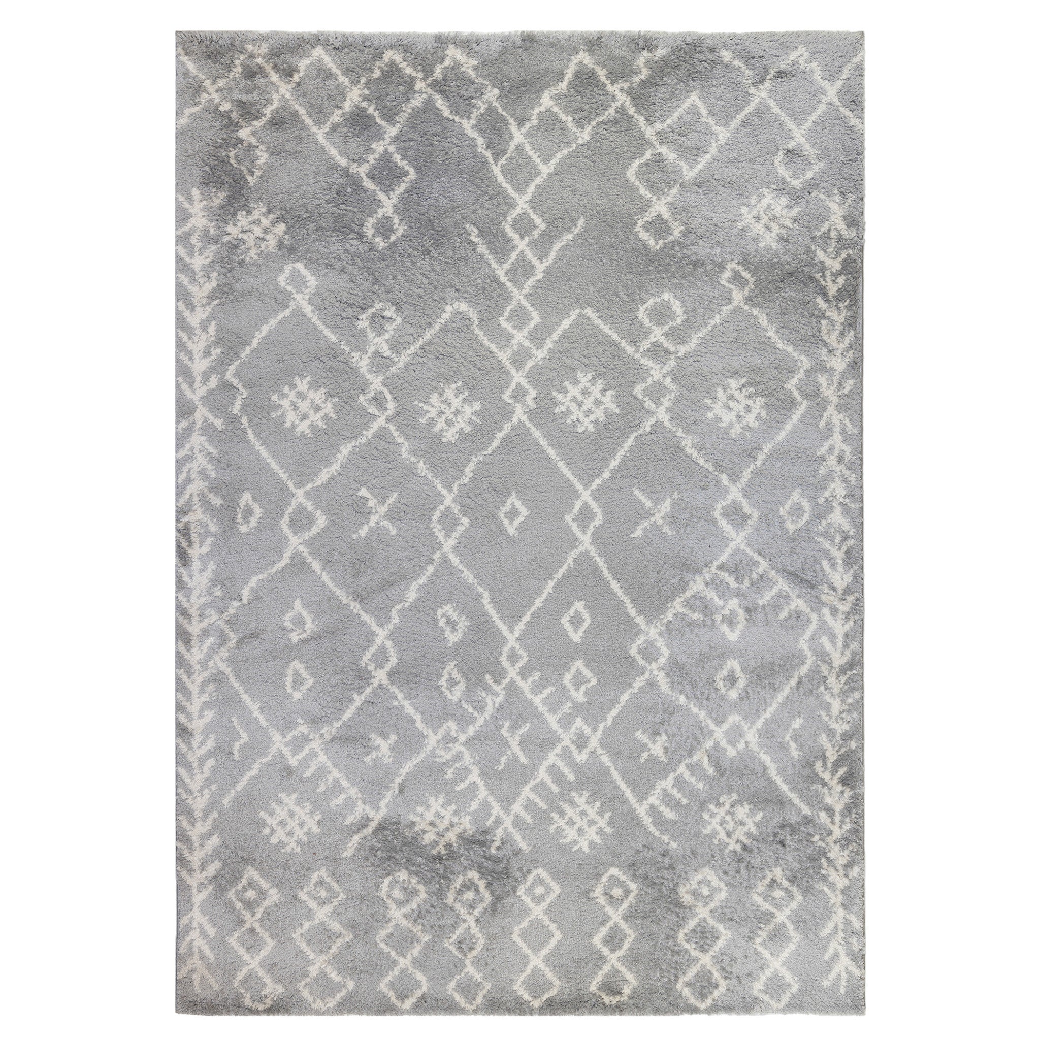 HomeRoots 531967 8 x 11 ft. Gray & Ivory Geometric Shag Rectangle Area Rug