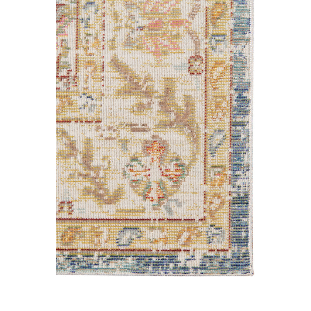 HomeRoots 532005 9 x 13 ft. Blue Floral Traditional Power Loom Rectangle Area Rug