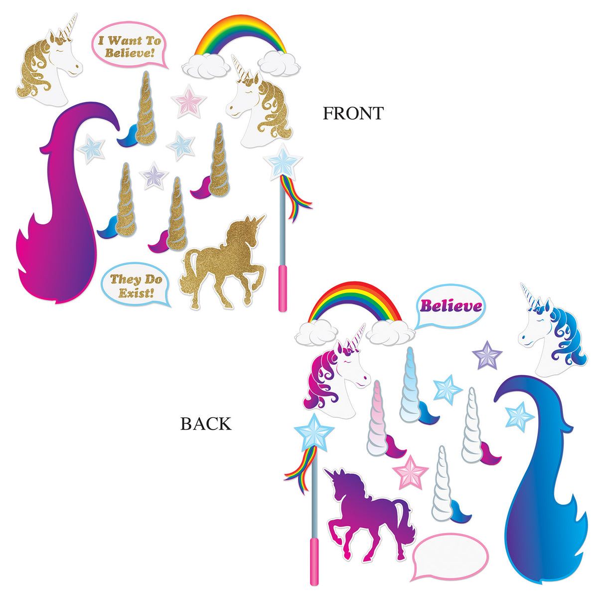 Unicorn Glittered Photo Fun Signs, (Pack Of 12)