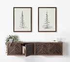 Sylvie Minimalist Evergreen Trees Sketch Framed Canvas Art Set by The Creative Bunch Studio