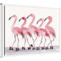 Sylvie Roller Skating Flamingos Framed Canvas by Patricia Shaw